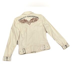 Vintage Y2K Harley Davidson Cream mechanics jacket